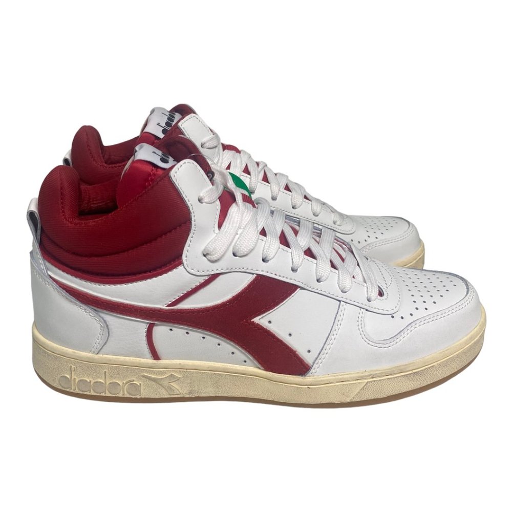 DIADORA Men's Basket Mid Red White USED LOOK Sneaker Shoe Size 8/8.5 NEW